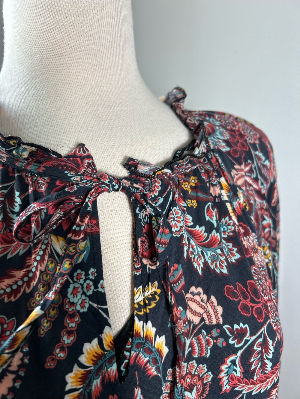 Bohemian Paisley Floral Tiered Maxi Dress M40 Medium Over Sized/100% Viscose - Picture 4 of 7